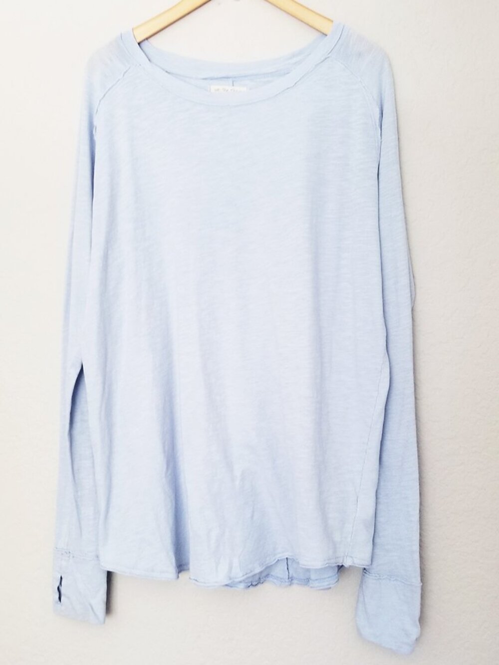 Free People We the Free Arden Tee Size M Rain Light Blue 100% Cotton Longline - Picture 4 of 16